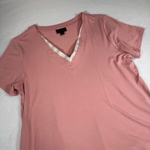 J.Jill Wearever Collection Petite Pink V-Neck Short Sleeve T-Shirt‎ Top